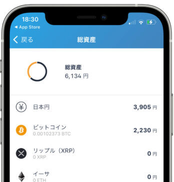 ビットフライヤー総資産画面 