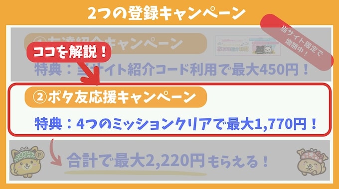 ポイントインカム2つの登録キャンペーン・4つのミッション【応援Ver.】