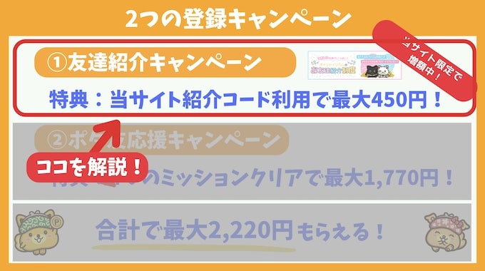 ポイントインカム2つの登録キャンペーン・紹介コード【応援Ver.】
