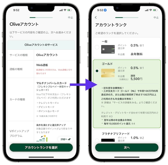 Olive(オリーブ)の紹介コードを使って口座開設する方法⑤-1アカウントランクを設定する