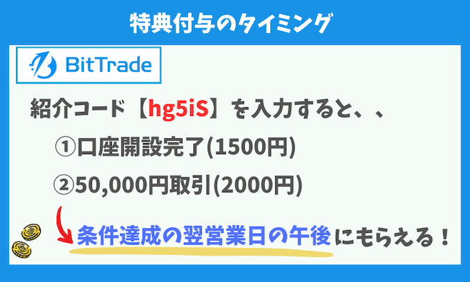 ビットトレード特典付与のタイミング【260303】 