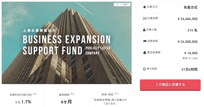 クラウドバンク第8368号ファンド(上場企業事業拡大支援ファンド第302号)