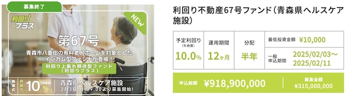 利回り不動産67号ファンド(青森県ヘルスケア施設)