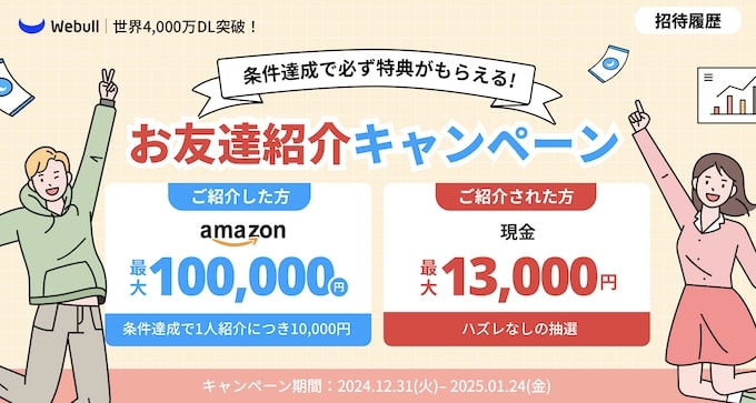 ウィブル証券の紹介コード・友達紹介キャンペーン【25年1月〜】