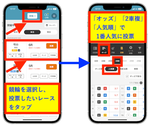オッズパーク2車複購入方法 2