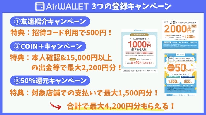 エアウォレットの招待コード・キャンペーンで4200円もらえる！【25年11月〜】