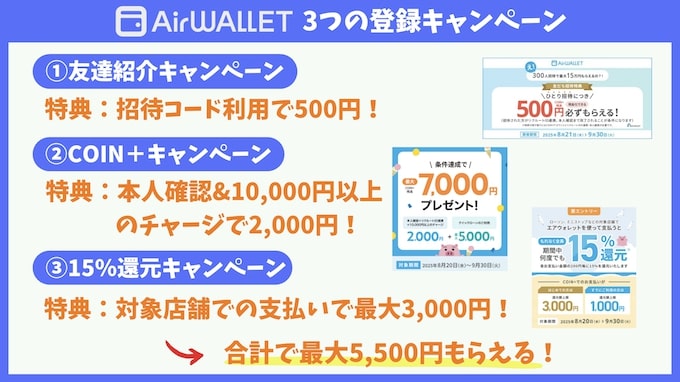 エアウォレットの招待コード・キャンペーンで5500円もらえる！【25年8月〜】
