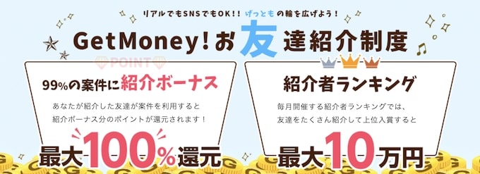 ゲットマネーを紹介した人の特典と条件