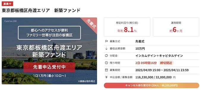 ヤマワケエステート｜東京都板橋区舟渡エリア：新築ファンド