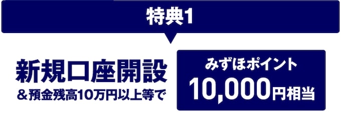 みずほ銀行の新規口座開設キャンペーン｜10,000P【25/11/27まで】