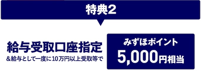 みずほ銀行を給与受取口座に設定｜5,000P【25/11/27まで】