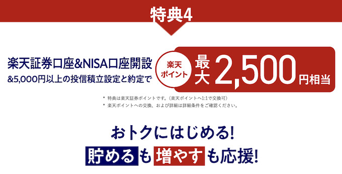 楽天証券でNISA口座開設約定｜最大2500P【26_6_1まで】