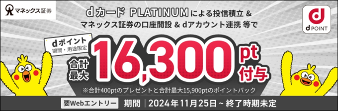 マネックス証券キャンペーン・キャンペーンコード・ドコモ・口座開設・dポイント15